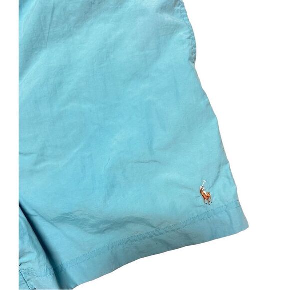 Polo Ralph Lauren Men's Aqua Blue Solid Traveler 5.5" Swim Trunks Sz M - Picture 5 of 9